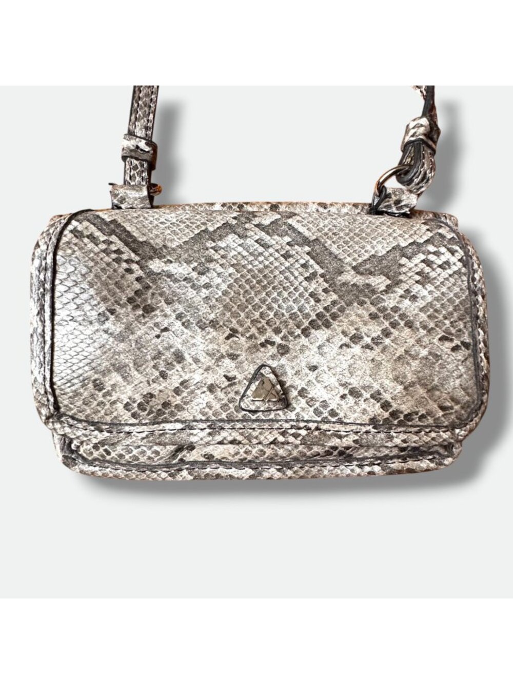 Liz Claiborne Snake Print Faux Leather Crossbody Bag With Adjustable Strap & Sil